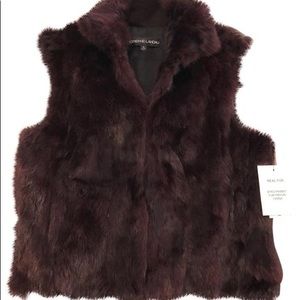 Adrienne Landau Burgundy Rabbit Fur Vest
